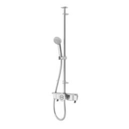 Aqualisa Link Exposed Retrofit Gravity-Pumped Ceiling-Fed Chrome Thermostatic Smart Shower