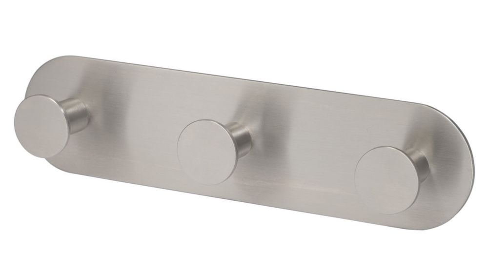 Eclipse 3-Hook Circular Coat Rail Satin Stainless Steel 191mm x 48mm ...