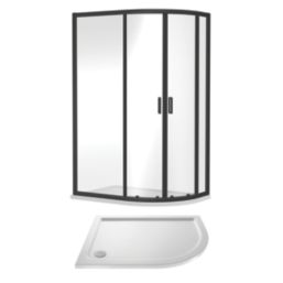 ETAL  Framed Offset Quadrant Shower Enclosure & Tray RH Matt Black 1180mm x 880mm x 1940mm