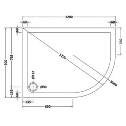 ETAL  Framed Offset Quadrant Shower Enclosure & Tray RH Matt Black 1180mm x 880mm x 1940mm