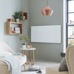 Towelrads Vetro 1000W Electric Wall-Mounted Glass Infrared Designer Radiator 600mm x 1200mm White 3412BTU