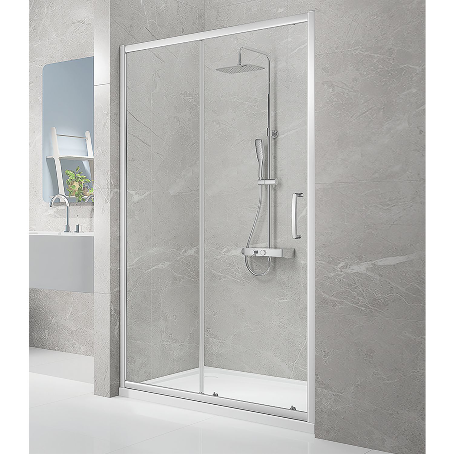 Triton Neo Eight Framed Rectangular Sliding Shower Door Chrome 1400mm x 1900mm (556TK)