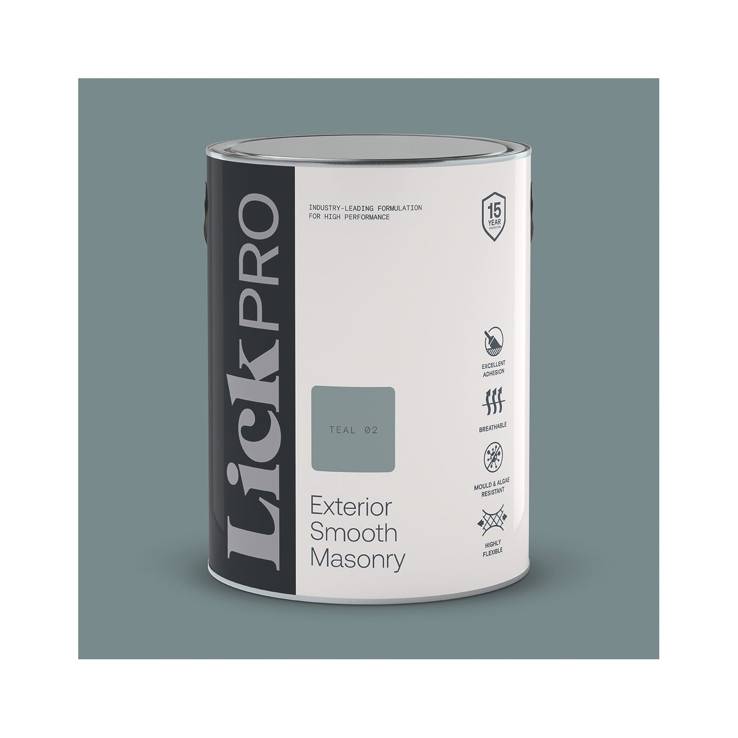 LickPro 5Ltr Smooth Teal 02 Masonry Paint (556TM)