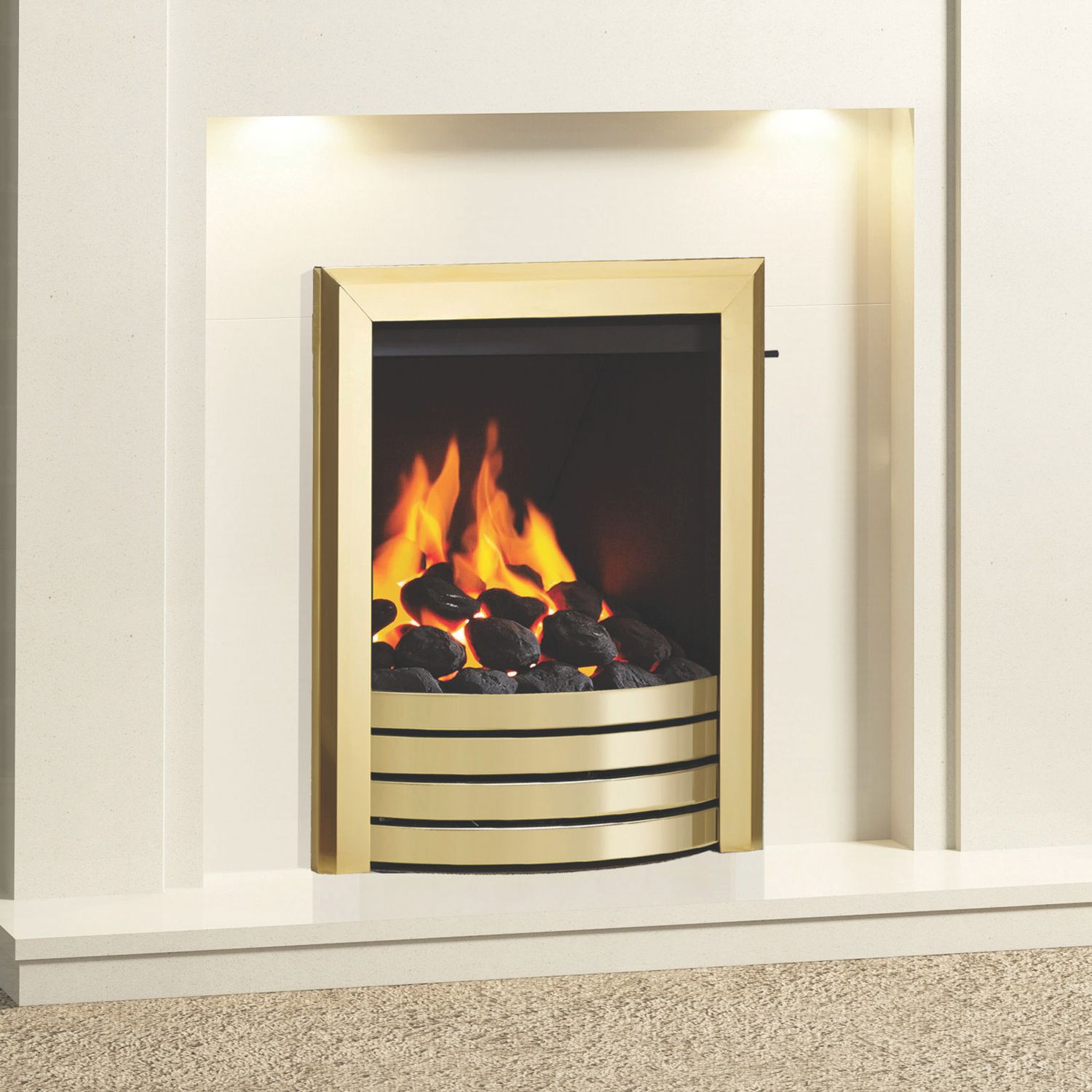 Be Modern Design Brass Slide Control Inset Gas Manual Fire 510mm x 173mm x 605mm (556TT)