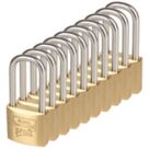 Burg-Wachter  Brass Keyed Alike Water-Resistant Long Shackle  Padlocks 40mm 10 Pack