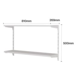 RB UK  2-Tier Metal Bookshelf Kit 810mm x 200mm x 500mm