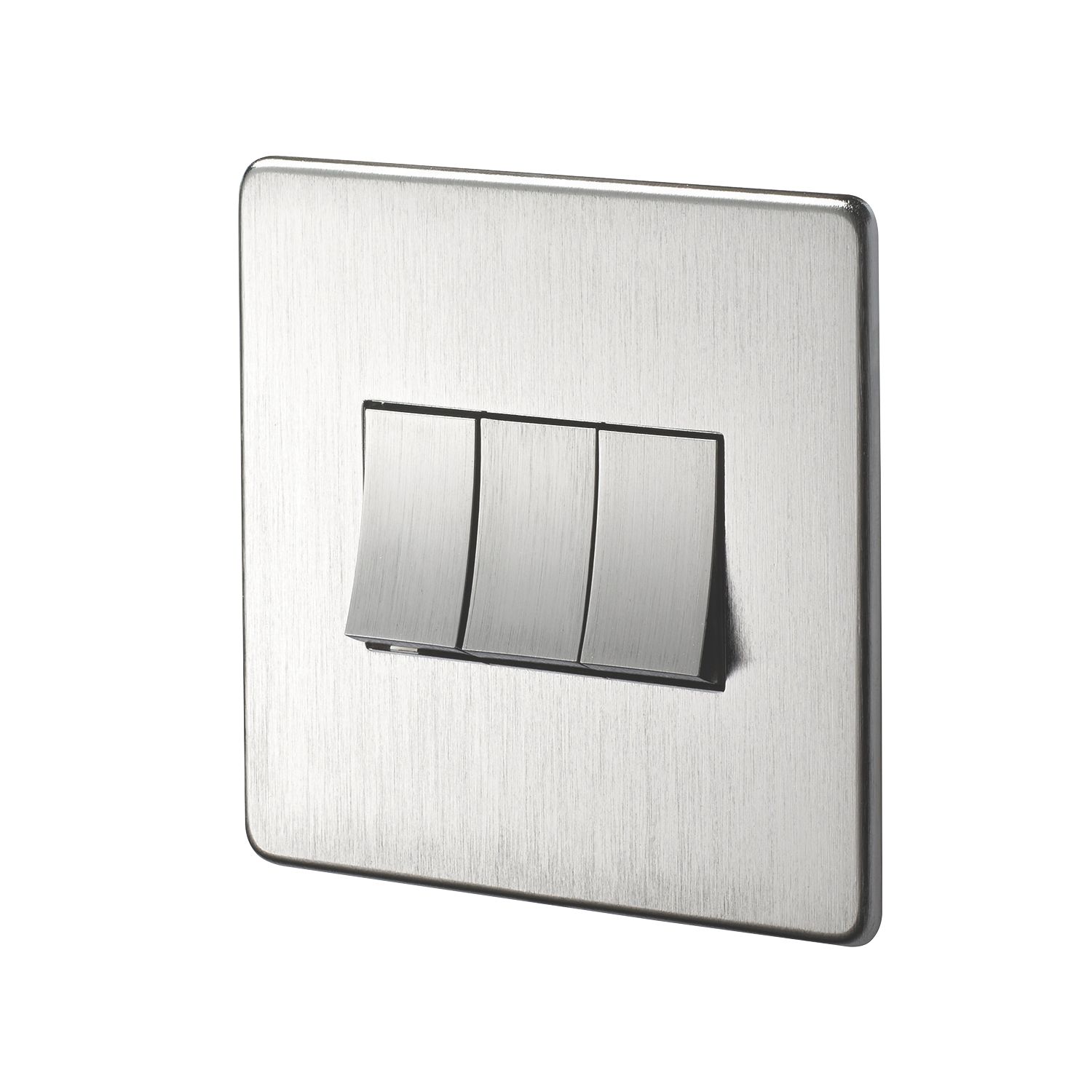 Crabtree Platinum 10AX 3-Gang 2-Way Light Switch Satin Chrome (55749)