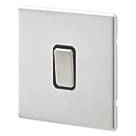 MK Aspect 10AX 1-Gang 2-Way Switch   Brushed Stainless Steel with Black Inserts