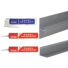 Splashwall  Panel Installation Kit Satin Anodised Aluminium 5 Piece Set