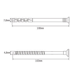 Easyfix Nylon & Steel Countersunk Head Hammer Fixings 8mm x 100mm 50 Pack