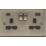 Knightsbridge  13A 2-Gang DP Switched Socket + 2.25A 45W 2-Outlet Type A & C USB Charger Antique Brass with Black Inserts