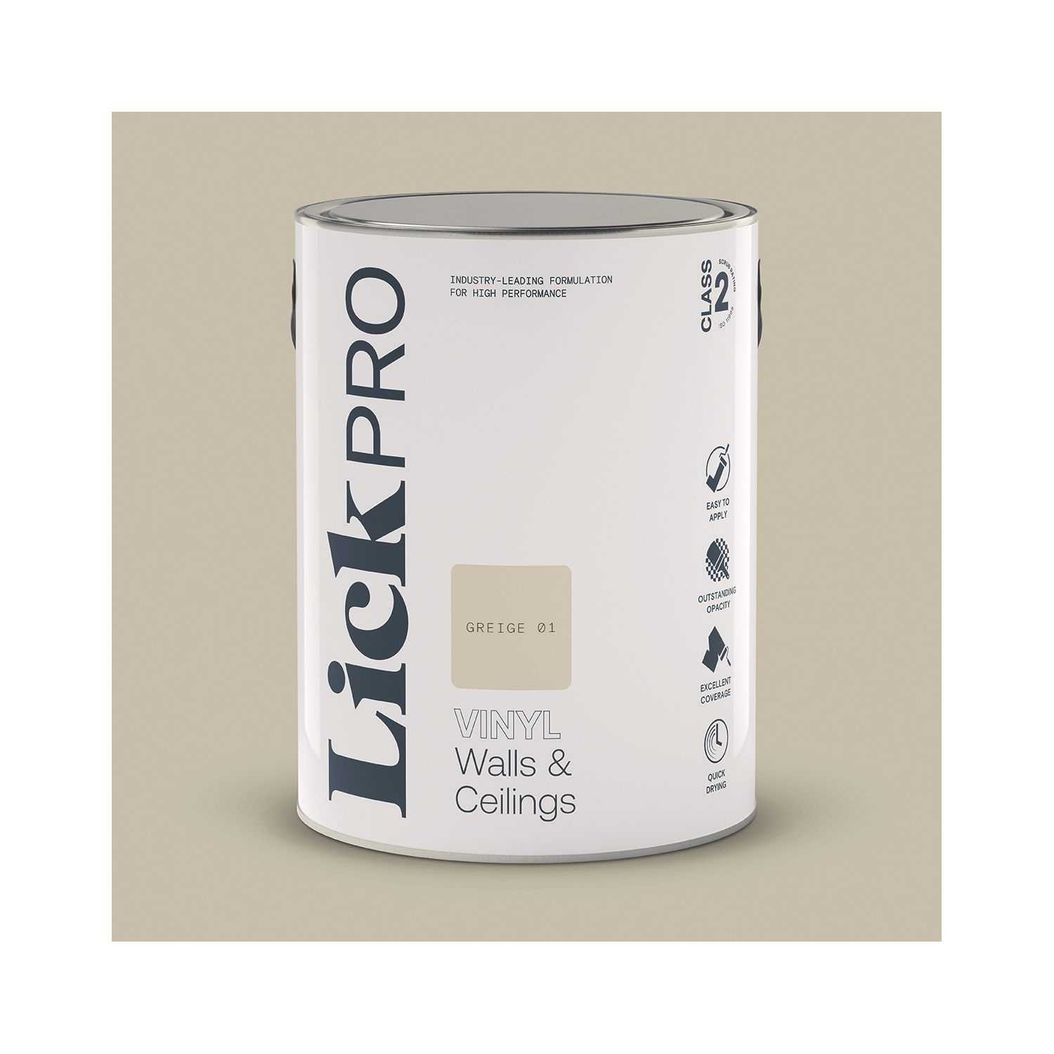 LickPro 5Ltr Greige 01 Vinyl Matt Emulsion Paint (557TM)