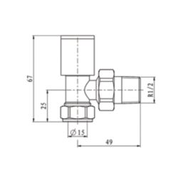 ETAL Rise 15mm x 1/2" Black Angled Designer Manual Radiator Valve Head & Body  2 Pack