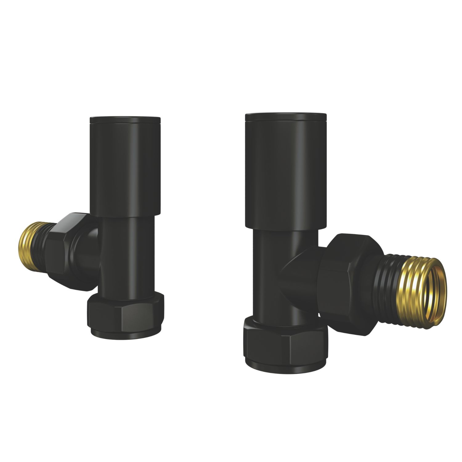 ETAL Rise 15mm x 1/2" Black Angled Designer Manual Radiator Valve Head & Body 2 Pack (557VV)