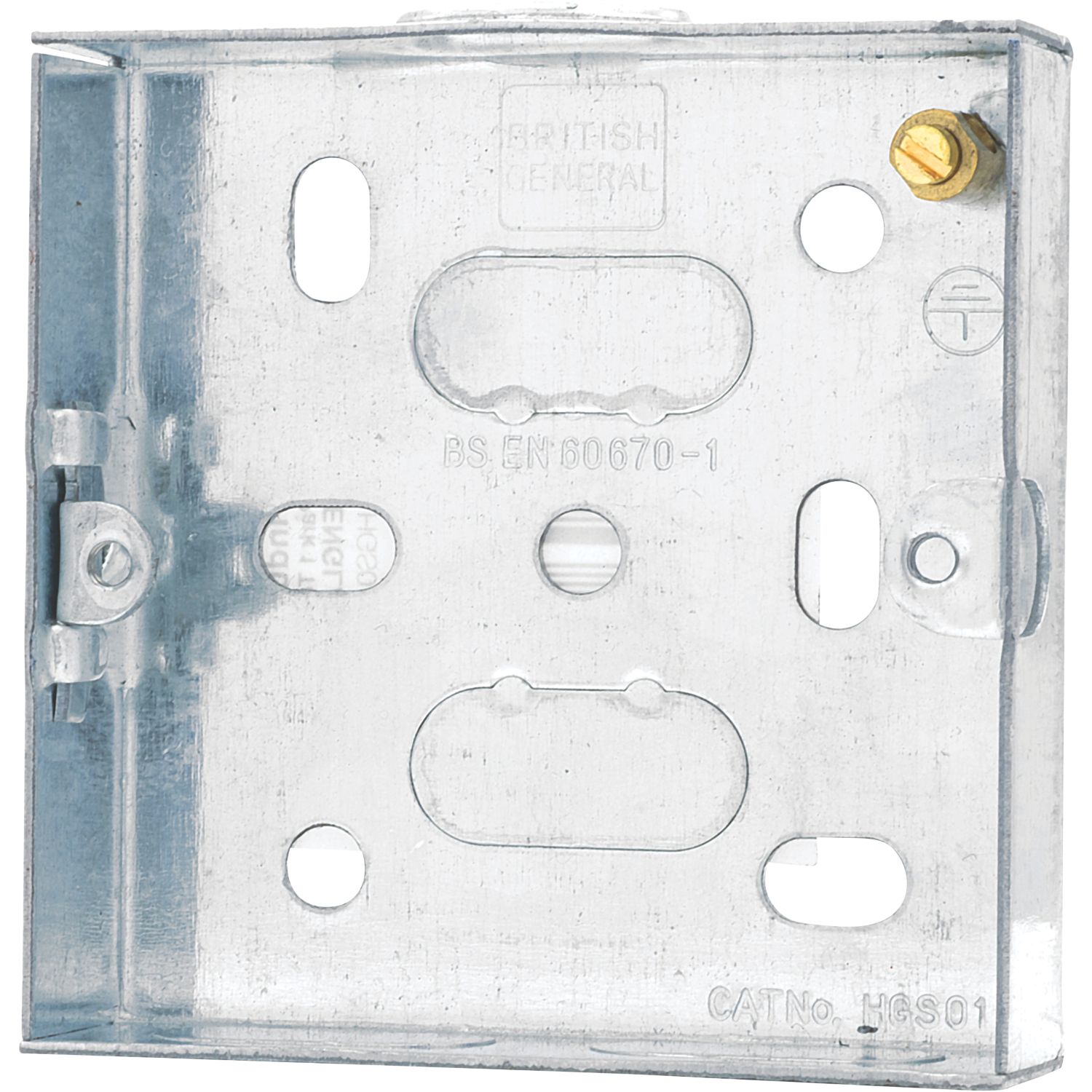 British General 1-Gang Galvanised Steel Back Box 16mm (557XG)