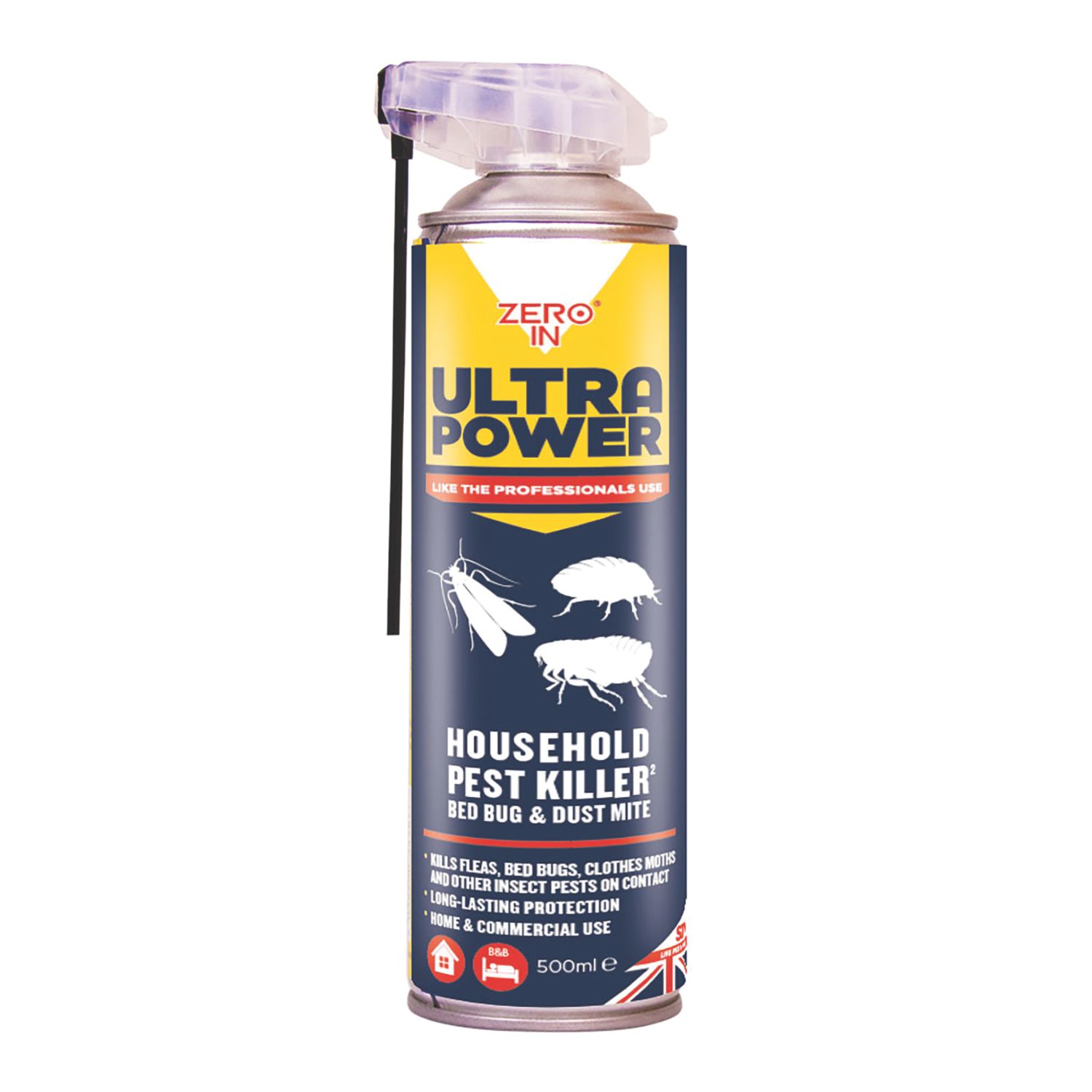 Zero In Ultra Power Bed Bug & Dust Mite Household Pest Killer 500ml (557XT)