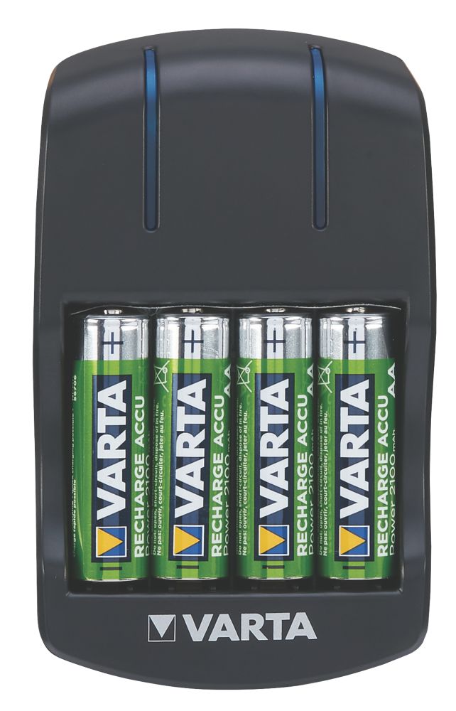 Varta Ready2Use AA Plug Charger W/ 4 x AA Batteries - Screwfix