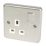 Hager Sollysta WRSS81BSW 13A 1-Gang 2P+E Switched Socket Brushed Stainless Steel  with White Inserts