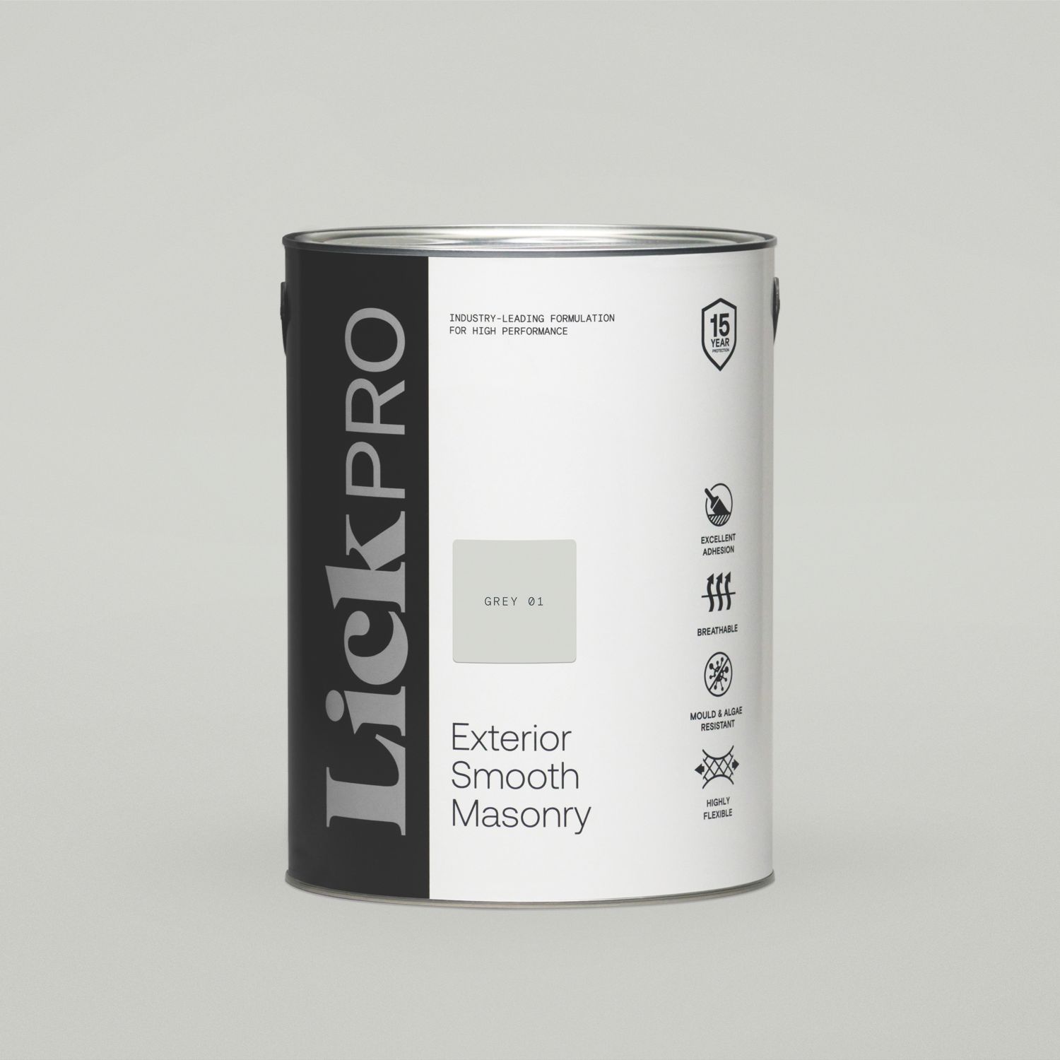 LickPro 5Ltr Smooth Grey 01 Masonry Paint (558FW)