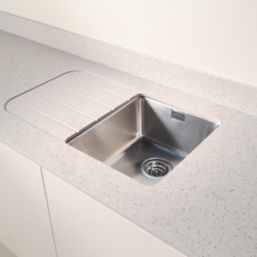 Metis  Ice Kitchen Worktop with 1 Bowl Stainless Steel Sink 3050mm x 620mm x 15mm