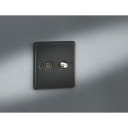 Knightsbridge  1-Gang Coaxial TV & F-Type Satellite Socket Matt Black with Black Inserts