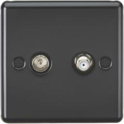 Knightsbridge  1-Gang Coaxial TV & F-Type Satellite Socket Matt Black with Black Inserts