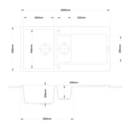 Carysil GD150-WH 1.5 Bowl Granite Composite Kitchen Sink White Reversible 1000mm x 500mm