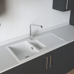 Carysil GD150-WH 1.5 Bowl Granite Composite Kitchen Sink White Reversible 1000mm x 500mm