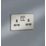 Knightsbridge  13A 2-Gang DP Switched Double Socket Brushed Chrome  with Colour-Matched Inserts