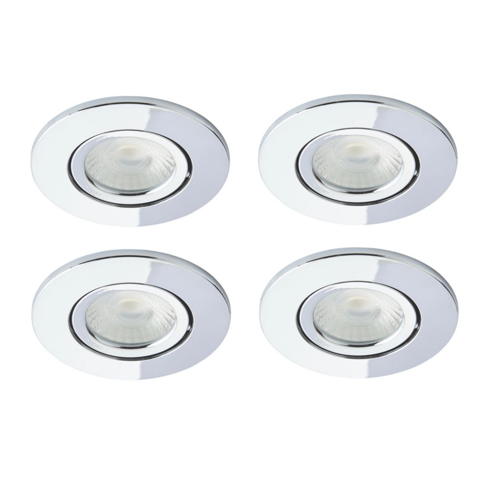 Spa Como Adjustable Fire Rated LED Downlights Chrome 5W 500lm 4 Pack - Screwfix