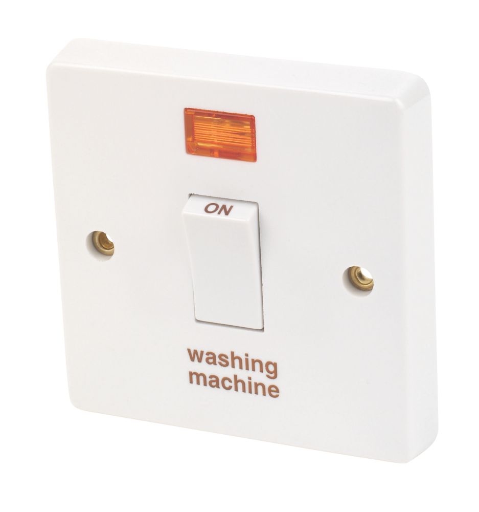 Crabtree Capital 20A 1-Gang DP Washing Machine Switch White with Neon