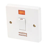 Crabtree Capital 20A 1-Gang DP Washing Machine Switch White with Neon