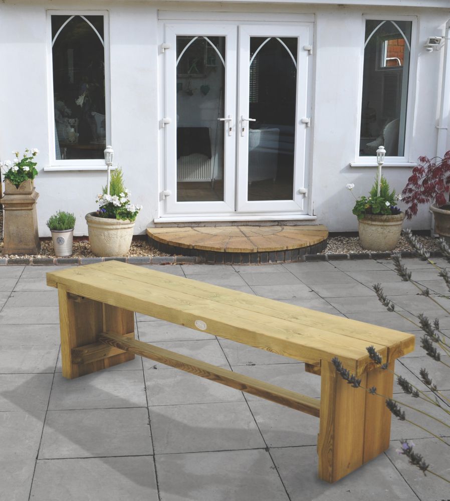 Forest Double Sleeper Garden Bench Softwood 1500 x 350 x 445mm ...