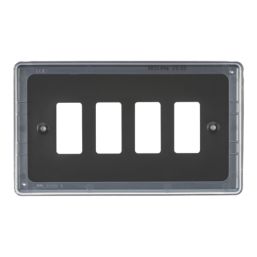 Knightsbridge  4-Module Grid Faceplate Matt Black