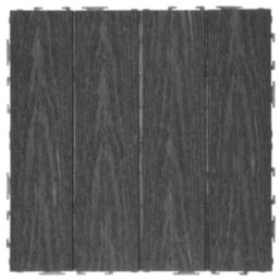 Apollo Black Composite Interlocking Decking Tiles 24mm x 0.3m x 0.3m 9 Pack