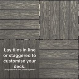 Apollo Black Composite Interlocking Decking Tiles 24mm x 0.3m x 0.3m 9 Pack