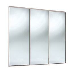 Spacepro Classic 3-Door Sliding Wardrobe Doors Cashmere Frame Mirror Panel 2216mm x 2260mm