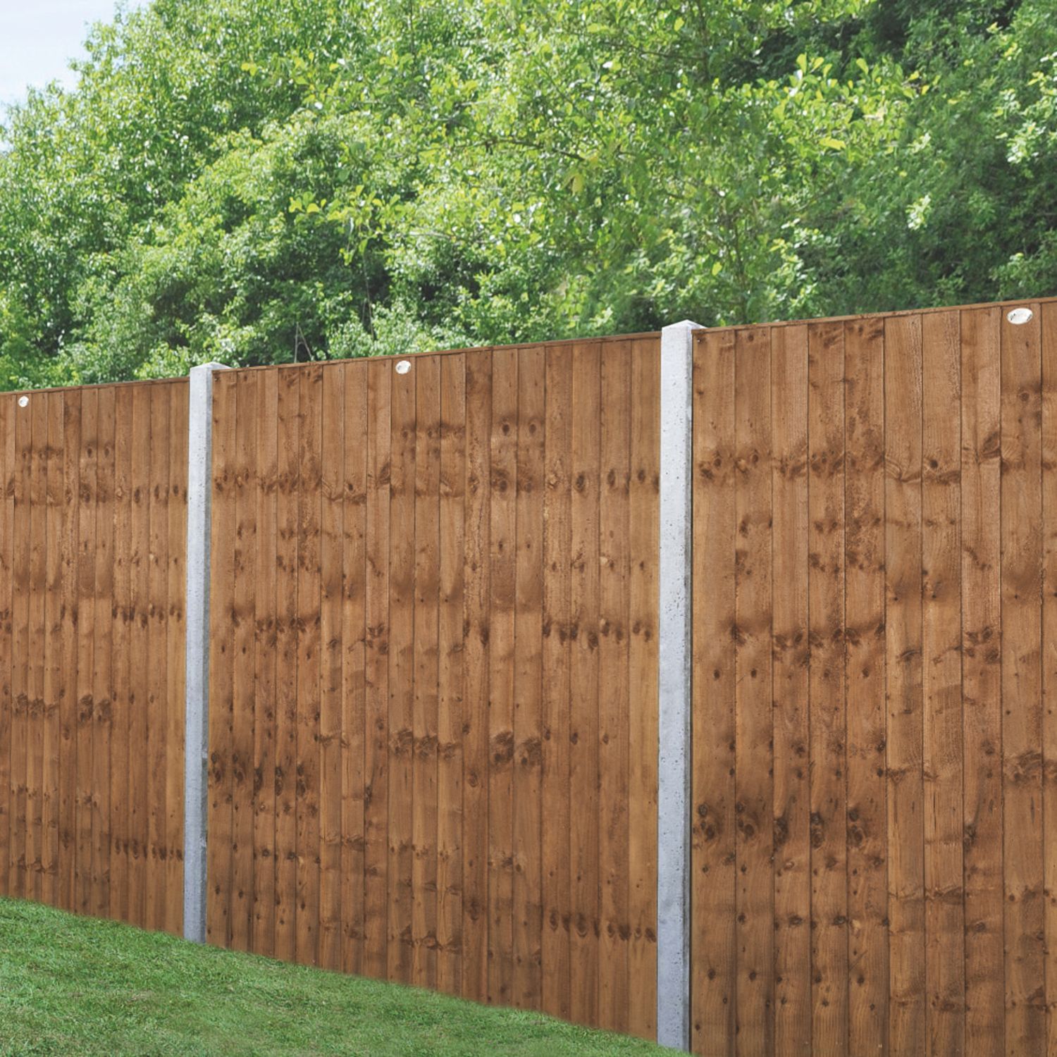 Forest Vertical Board Closeboard Fence Panels Dark Brown 6' x 6' Pack of 3 (559FL)