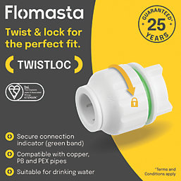 Flomasta Twistloc Plastic Push-Fit Stop End 22mm 2 Pack