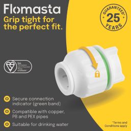 Flomasta  Plastic Push-Fit Stop Ends 22mm 2 Pack
