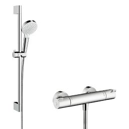 Hansgrohe Ecostat Crometta Combi HP Rear-Fed Exposed Chrome Thermostatic Mixer Shower