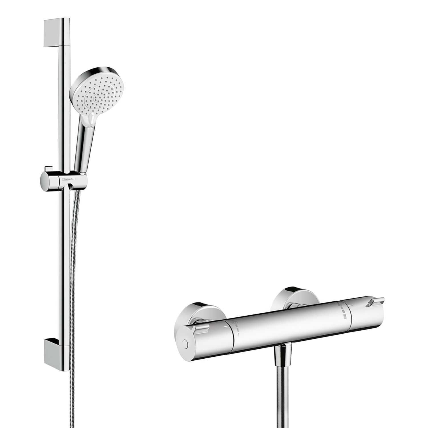 Hansgrohe Ecostat Crometta Combi HP Rear-Fed Exposed Chrome Thermostatic Mixer Shower (560GV)