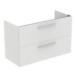 Ideal Standard i.life A Wall-Hung Vanity Unit with Chrome Handles & Basin Matt White 1000mm x 440mm x 630mm