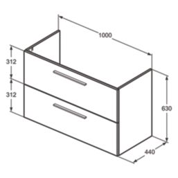 Ideal Standard i.life A Wall-Hung Vanity Unit with Chrome Handles & Basin Matt White 1000mm x 440mm x 630mm