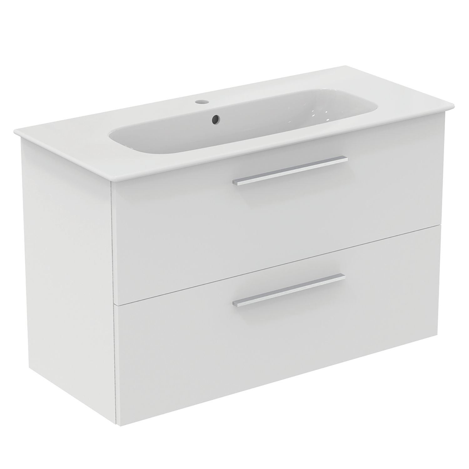 Ideal Standard i.life A Wall-Hung Vanity Unit with Chrome Handles & Basin Matt White 1000mm x 440mm x 630mm (560HM)