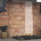 Splashback  Clear with Brushed Brass Caps Kitchen Splashback 600mm x 750mm x 6mm