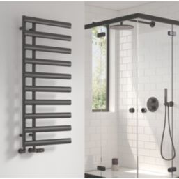 Reina 780mm x 500mm 775BTU Gunmetal Flat Designer Towel Radiator