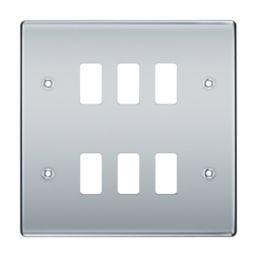 British General Nexus Metal Grid 6-Module Grid Faceplate Polished Chrome