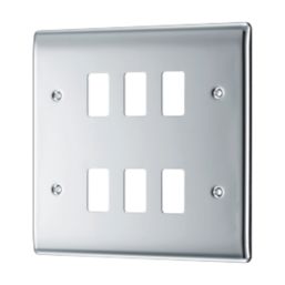 British General Nexus Metal Grid 6-Module Grid Faceplate Polished Chrome
