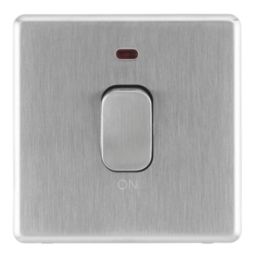 Arlec  50A 1-Gang DP Control Switch Stainless Steel with Neon with Colour-Matched Inserts